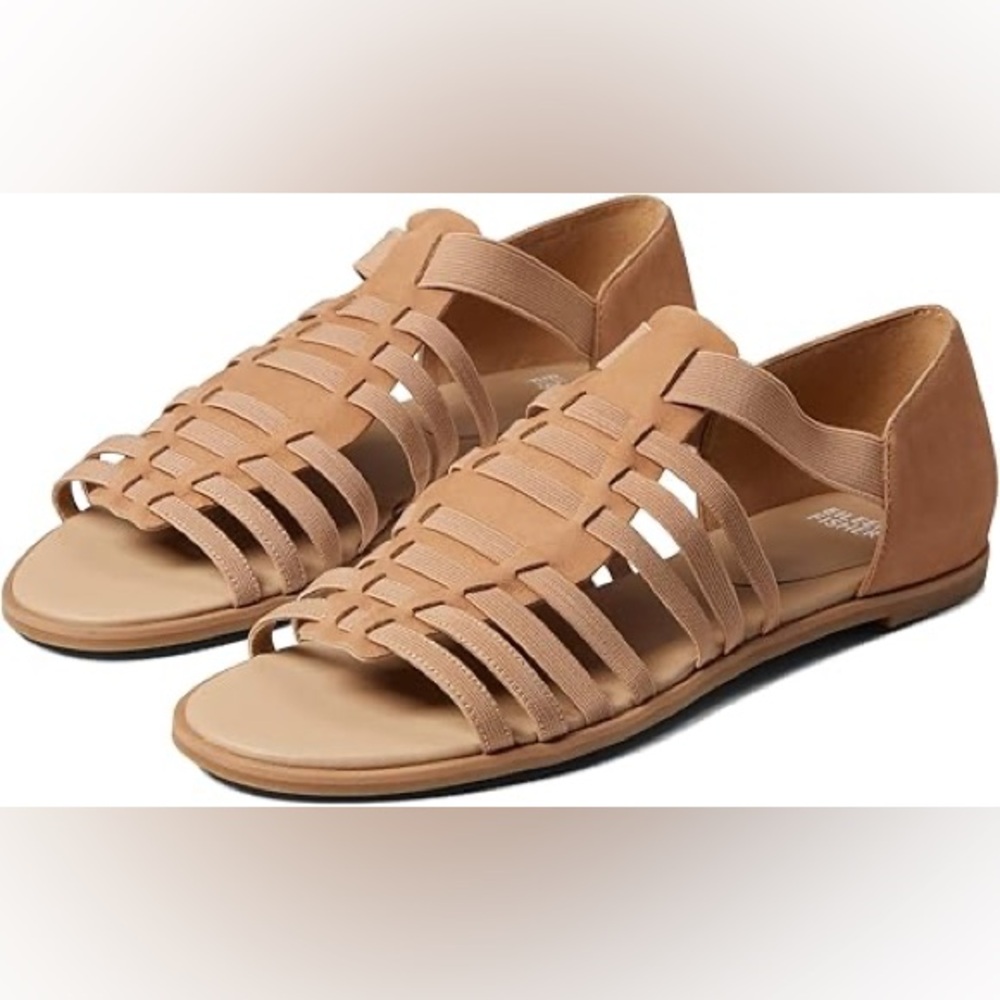 Eileen Fisher Women’s Rato Casual Elastic Gladiator Tan Sandals Flats Size 10
